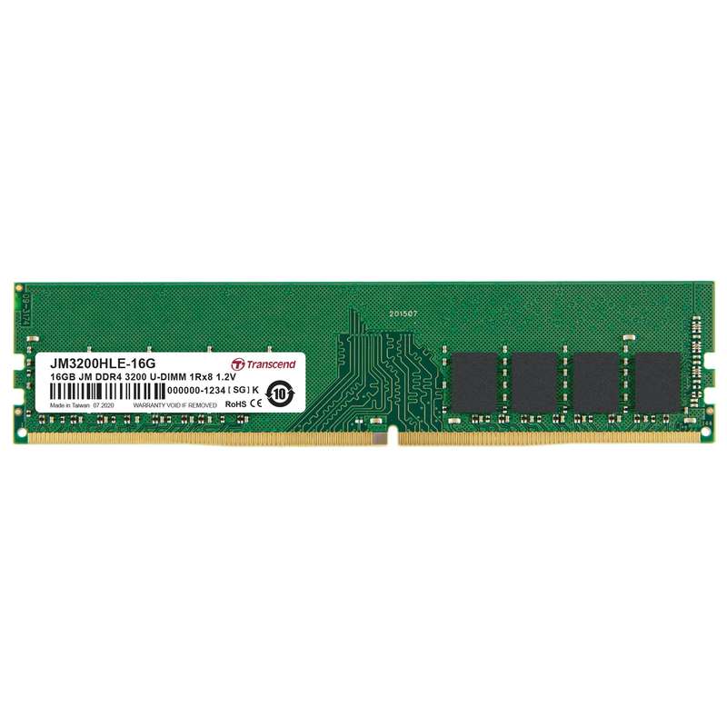 TRANSCEND JET MEMORY 16GB DDR4-3200 DESKTOP U-DIMM 1RX8 CL22