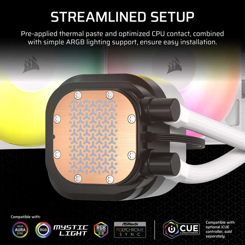 Corsair NAUTILUS 240 ARGB White; 240mm Radiator; Liquid CPU Cooler; Intel® LGA 1851/1700; AMD® ...