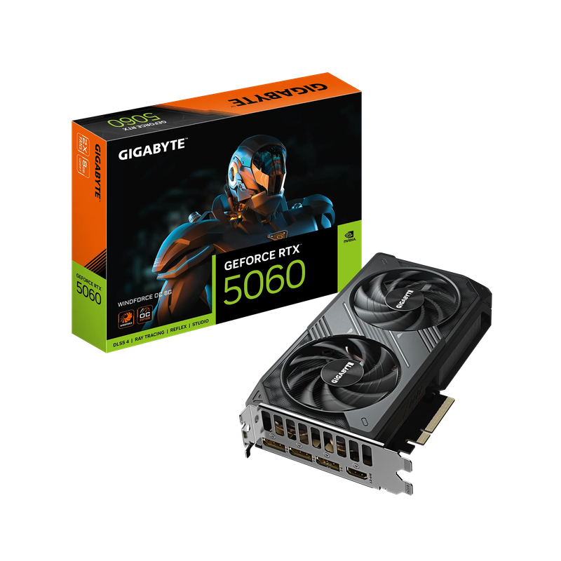 GIGABYTE nVidia GeForce RTX 5060 WINDFORCE OC 8GB - 8GB GDDR7; 128-Bit Memory Bus; 1x HDMI; 3x Di...