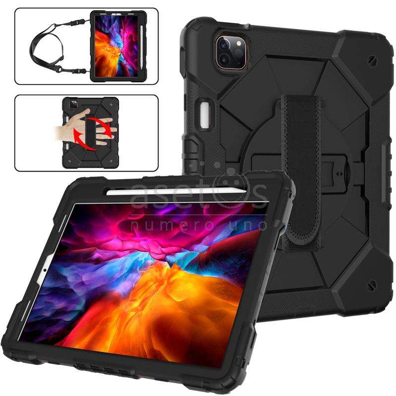 Dual Color Robot TPU Shock Absorbing Case with Shoulder Belt Grip Cover for iPad Pro 11 2018/11 2...