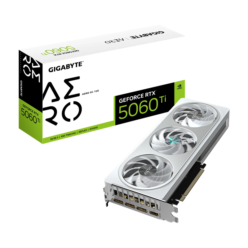 GIGABYTE nVidia GeForce RTX 5060Ti AERO OC 16G - 16GB GDDR7; 128-Bit Memory Bus; 1x HDMI; 3x Disp...