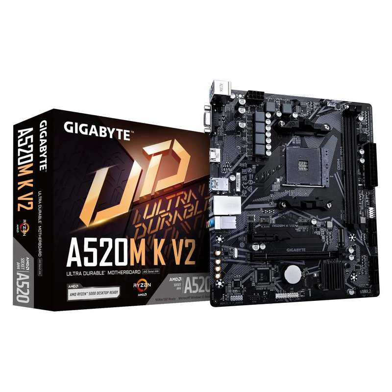GIGABYTE AMD A520M-K for 3rd/4th/5th Generation AMD Ryzen processors; 2x Dual DDR4; 1x M2; HDM...