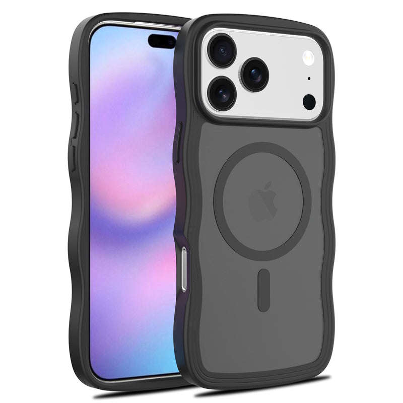 Magsafe Wavy Pattern Translucent Case for iPhone 17 Pro Black