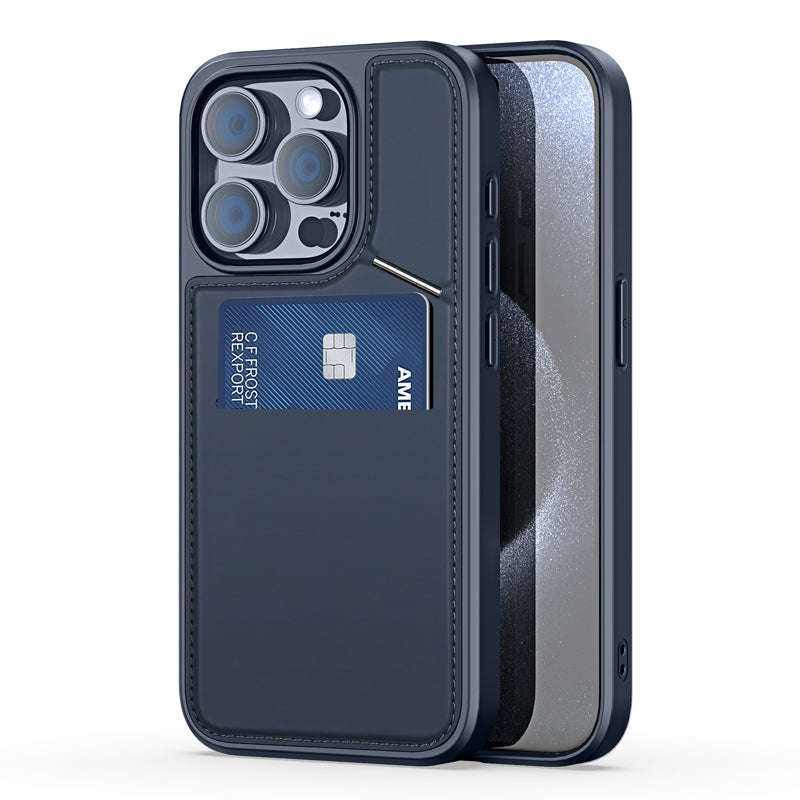 DUX DUCIS Rafi II Series Magnetic Leather TPU+PC Case for iPhone 15 Pro Blue