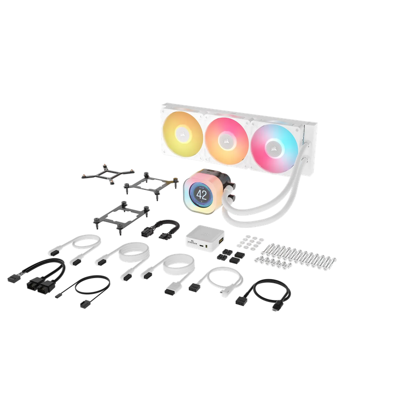 Corsair iCUE LINK TITAN 360 RX LCD Liquid CPU Cooler - White  RX120 RGB Fans  Fits Intel® ...