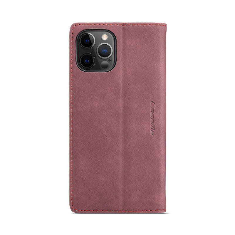 CaseMe-013 TPU Business Style Vintage Matte Horizontal Flap Leather Case for iPhone 12/12 Pro Red