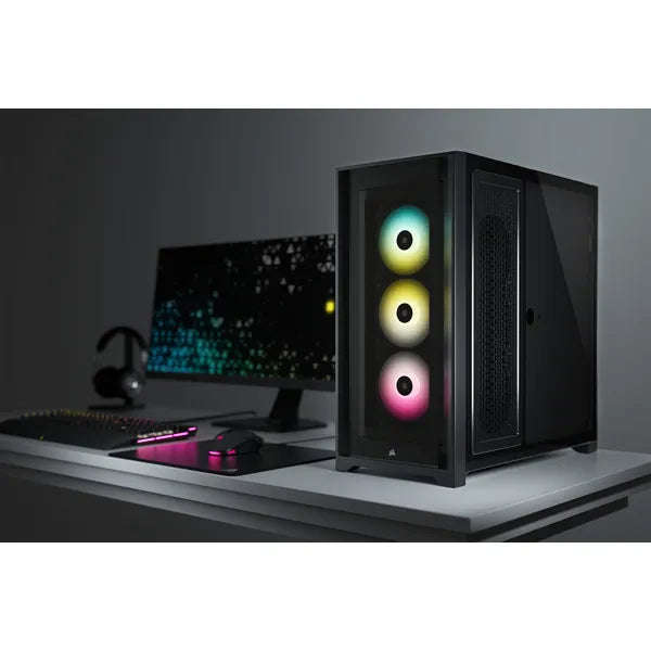 5000X RGB Black Tempered Glass Mid-Tower; 2x 3.5'' |  4x 2.5'' Drive Bays; Up to 360mm Radiator c...