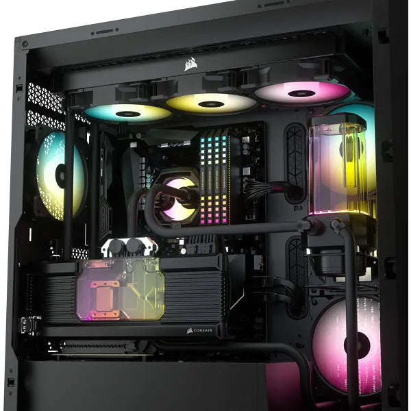 5000X RGB Black Tempered Glass Mid-Tower; 2x 3.5'' |  4x 2.5'' Drive Bays; Up to 360mm Radiator c...