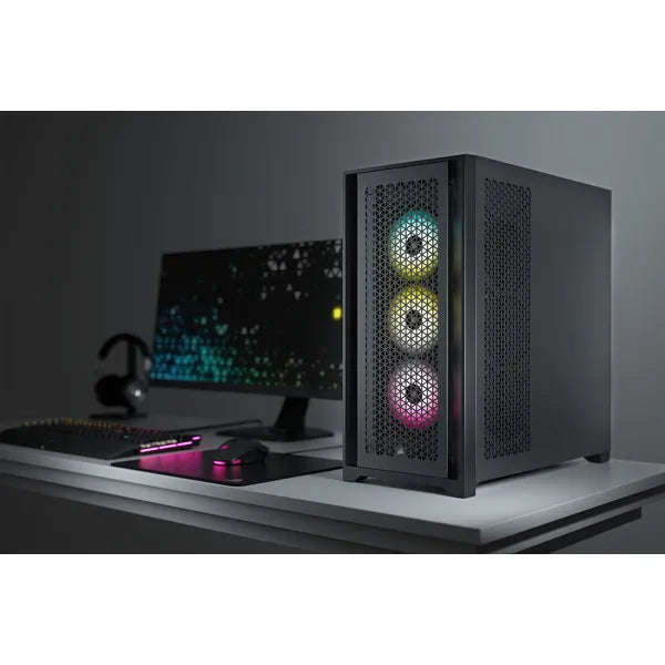 5000D Airflow Black Tempered Glass Mid-Tower; Black - 4x3.5''; 2x2.5''; Up to 360mm Liquid Cooler...