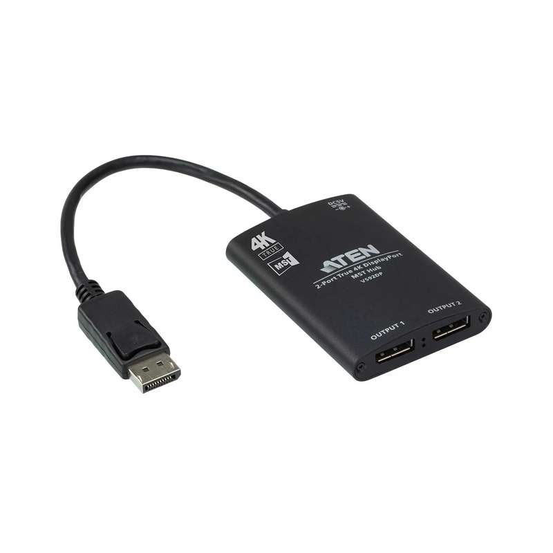 ATEN 2-Port True 4K DisplayPort Single Stream Transport (SST) or Multi-Stream Transport (MST) Mod...