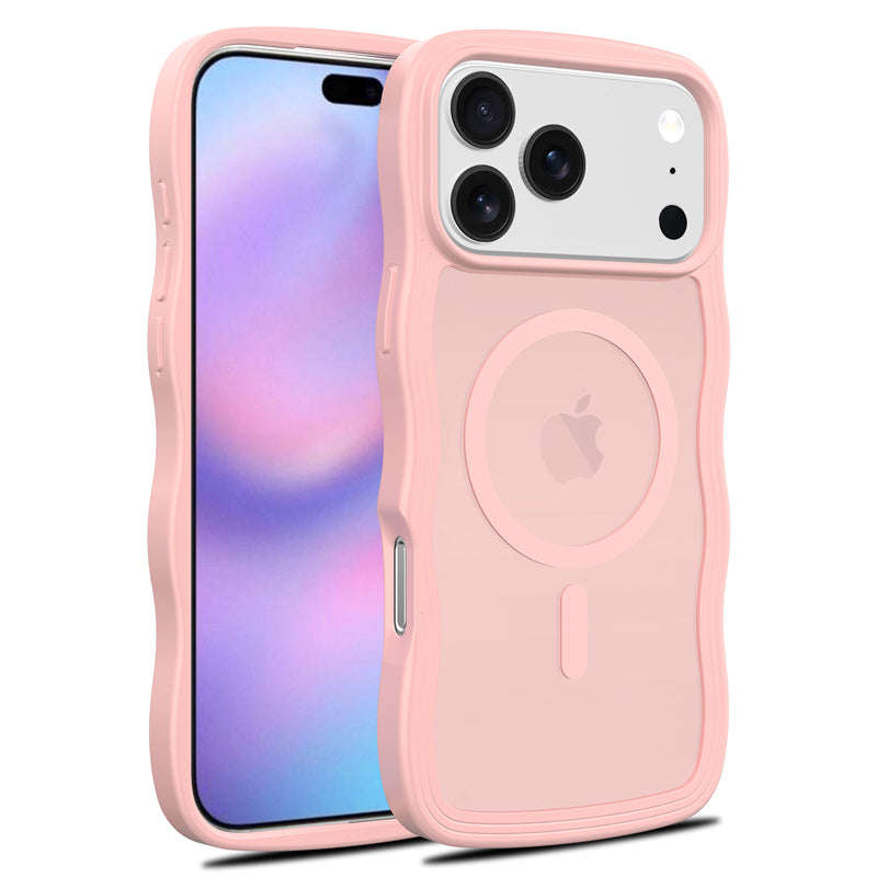 Magsafe Wavy Pattern Translucent Case for iPhone 17 Pro Max Pink