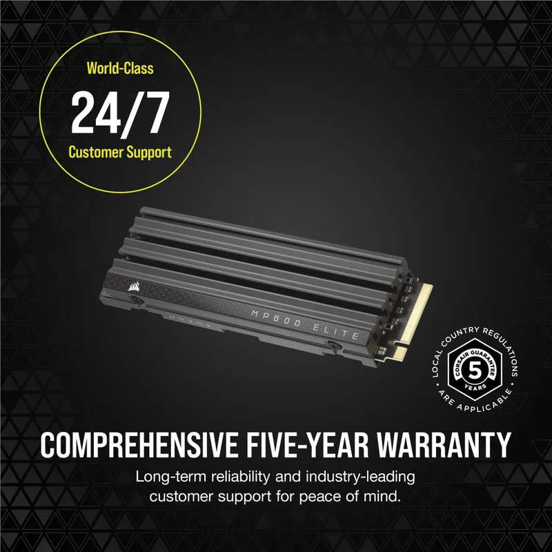 Corsair MP600 ELITE 1TB Gen4 PCIe x4 NVMe M.2 SSD with heatsink; Read Up To 7000MB/s; Write up to...