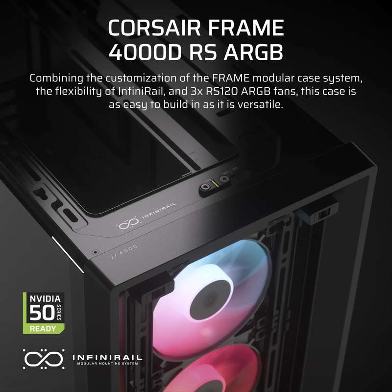 FRAME 4000D RS ARGB Black Mid-Tower PC Case; 2x 3.5'' |  2x 2.5'' Drive Bays; Up to 360mm Radiato...