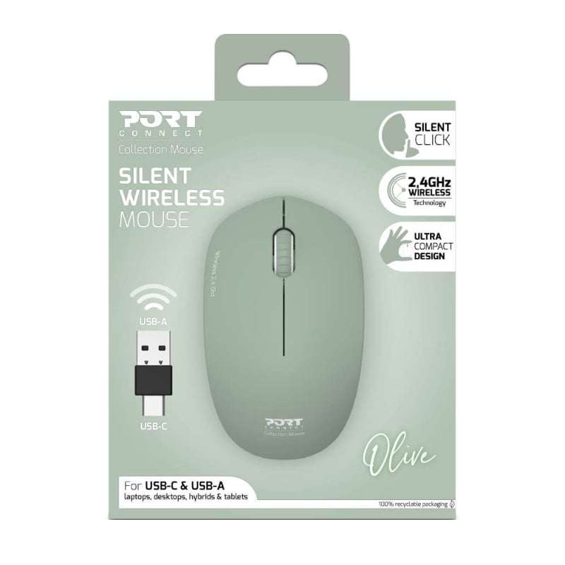 Port Connect MOUSE COLLECTION II WIRELESS Olive
