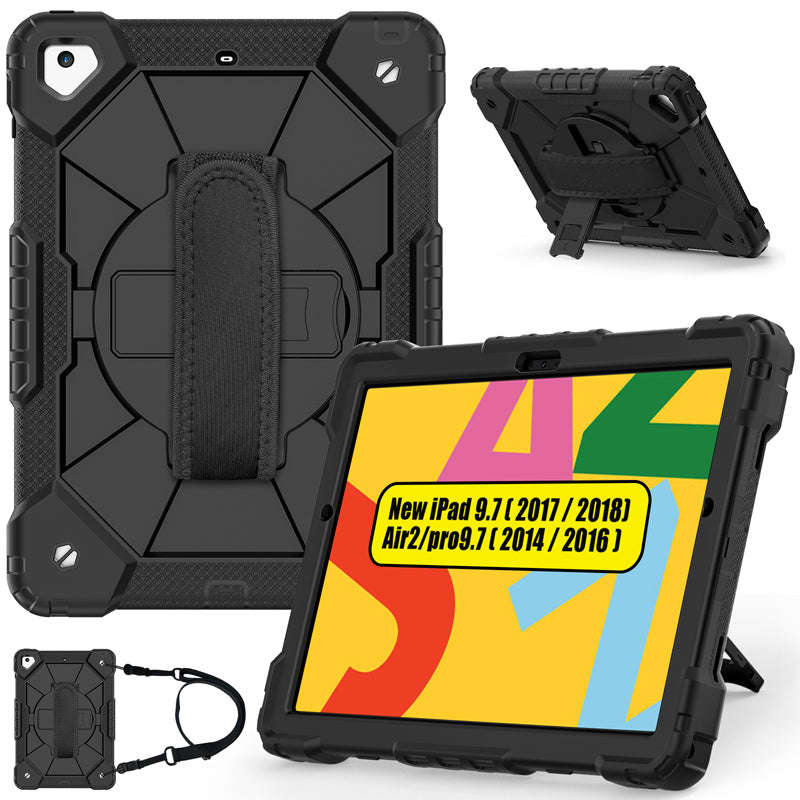 Dual Color Robot TPU Shock Absorbing Case with Shoulder Belt Grip Cover for iPad Pro 9.7 2016/9.7...