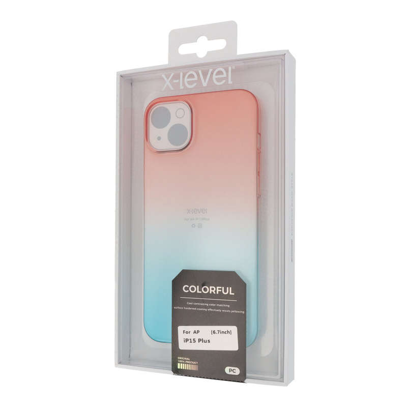 X-level Gradient Colorful Series PC Case for iPhone 15 Plus Orange