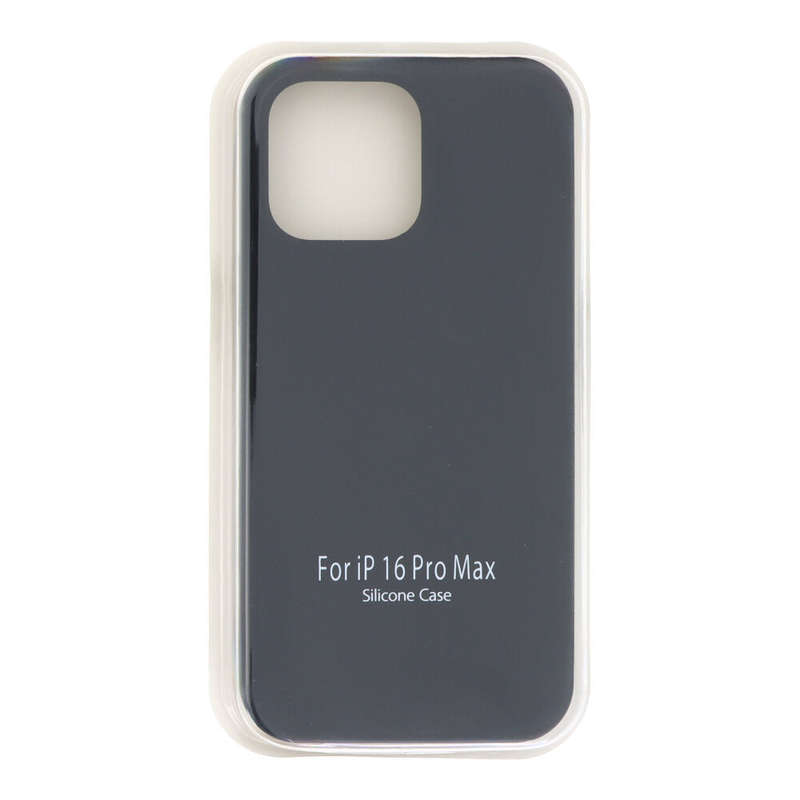 Full Pure Color Liquid Silicone Case Without Logo for iPhone 16 Pro Max Black