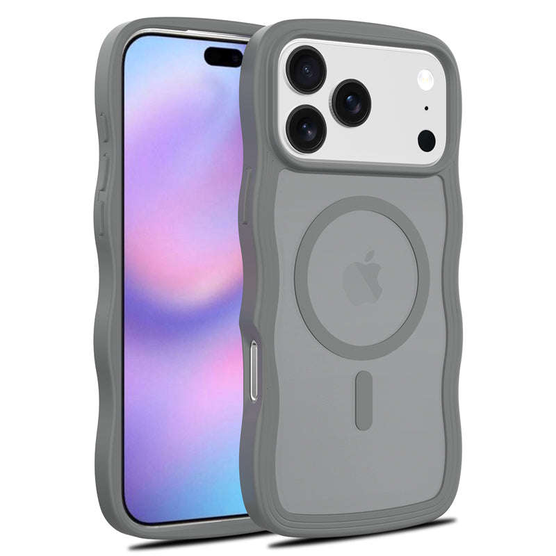 Magsafe Wavy Pattern Translucent Case for iPhone 17 Pro Gray