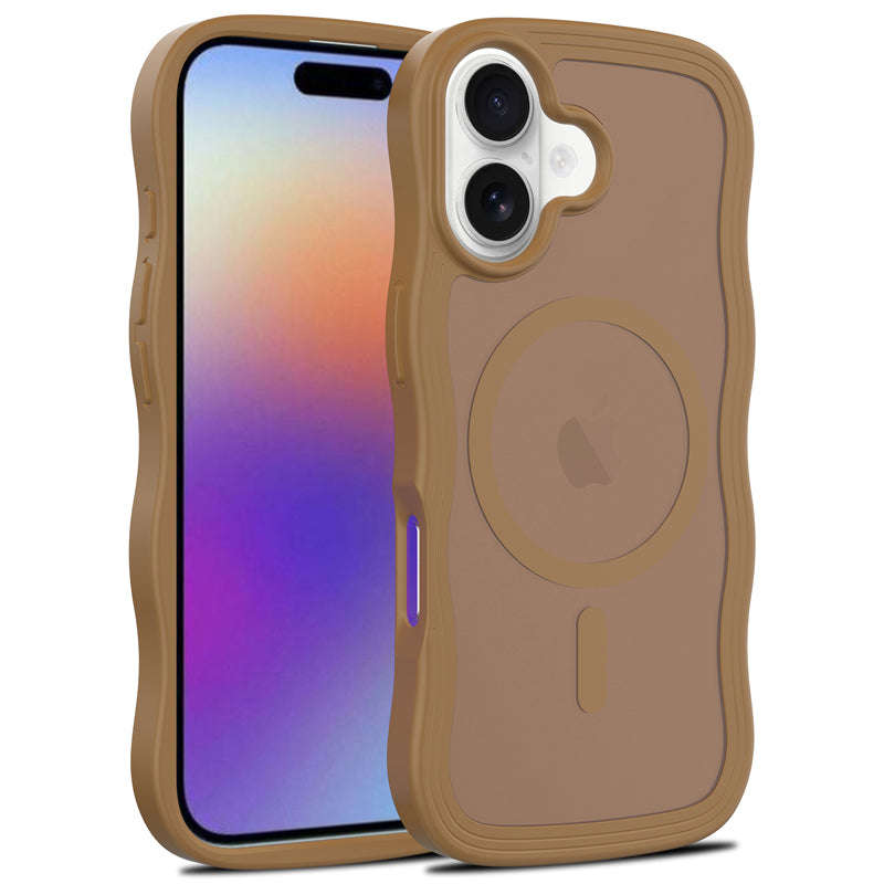 Magsafe Wavy Pattern Translucent Case for iPhone 17 Brown