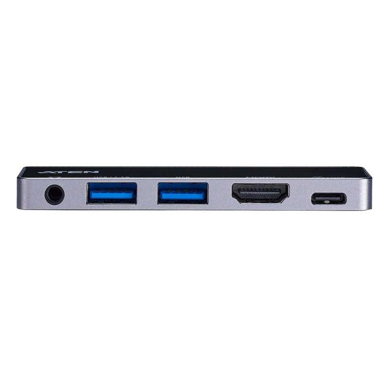 ATEN Dock; USB-C 5-in-1 Travel Dock with Power Pass-Through - 1 x audio port; 2 x USB Type-A port...