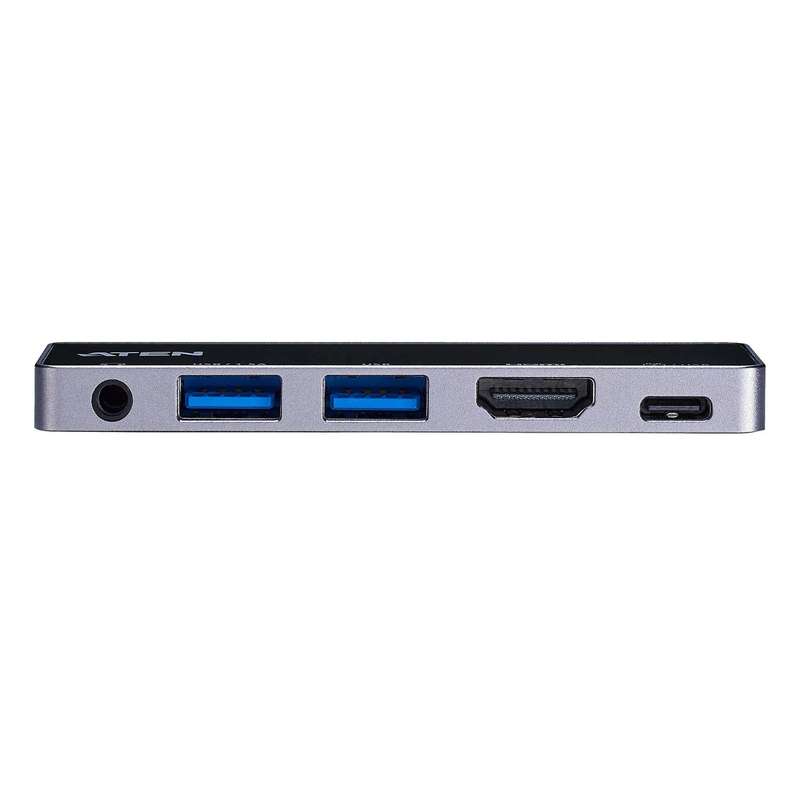 ATEN Dock; USB-C 5-in-1 Travel Dock with Power Pass-Through - 1 x audio port; 2 x USB Type-A port...