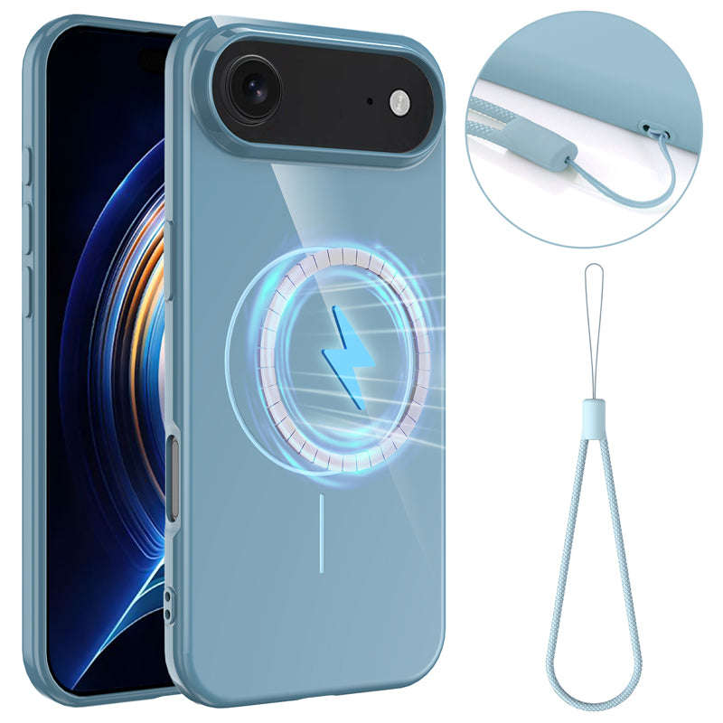 Slim Non-slip Shockproof Magnetic TPU Case with Lanyard for iPhone 17 Air Blue