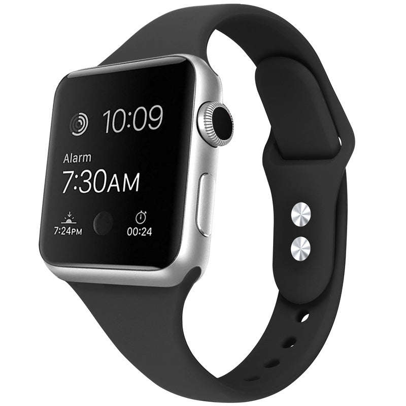 Double Buckle Silicone Small Wrist Band for Apple Watch Series 38MM/40MM/41MM/42MM(S10) Series Black