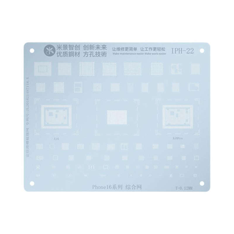 MiJing iPH-22 0.12mm CPU Rework Repair BGA Reballing Stencil for iPhone 16/16 Plus/16 Pro/16 Pro Max