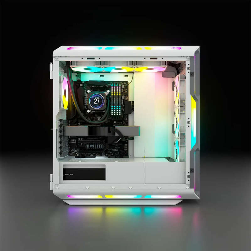 5000T RGB White Tempered Glass Mid-Tower; 2x 3.5'' |  4x 2.5'' Drive Bays; Up to 360mm Radiator c...