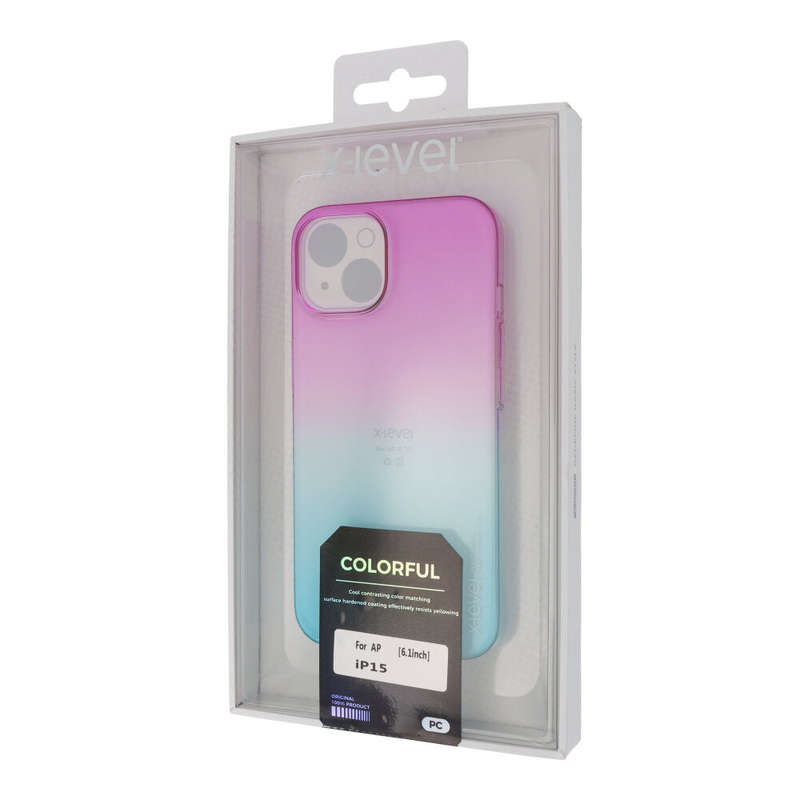 X-level Gradient Colorful Series PC Case for iPhone 15 Purple