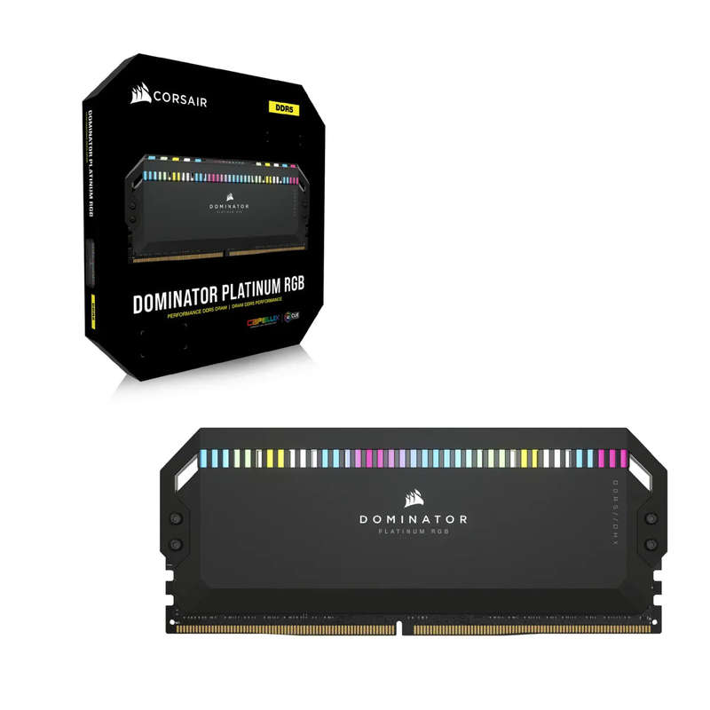 Corsair DOMINATOR PLATINUM RGB DDR5; 5200MHz 64GB 2x32GB DIMM; 40-40-40-77; 1.25V Intel XMP