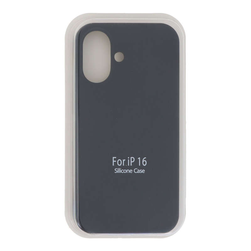 Full Pure Color Liquid Silicone Case Without Logo for iPhone 16 Black