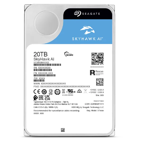 Seagate Skyhawk AI ST12000VE003 12TB 3.5'' HDD Surveillance Drives; SATA 6GB/s Interface; 256MB C...