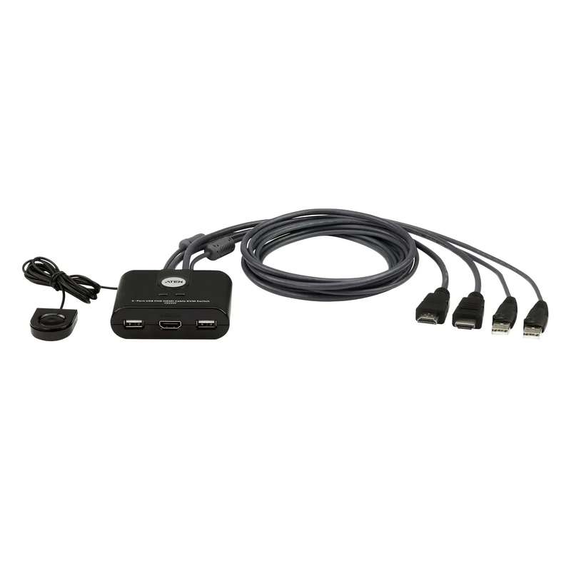 2-Port USB 4K HDMI Cable KVM Switch with Remote Port Selector
