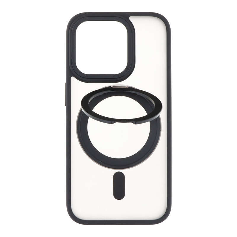 360° Rotate Ring Stand Magnetic Cover Case for iPhone 15 Pro Black