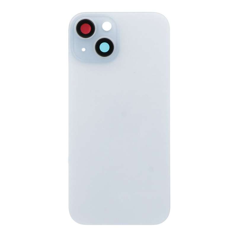 Battery Door + Back Camera Lens and Bezel with Magnetism Ring+Metal Plate for iPhone 15 Blue OEM
