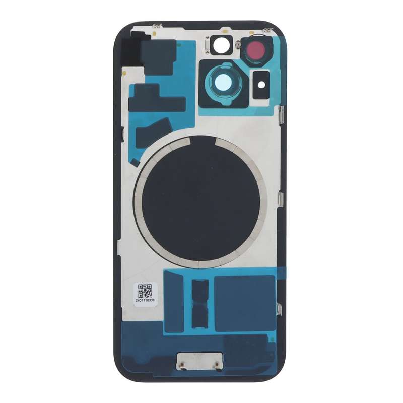 Battery Door + Back Camera Lens and Bezel with Magnetism Ring+Metal Plate for iPhone 15 Blue OEM