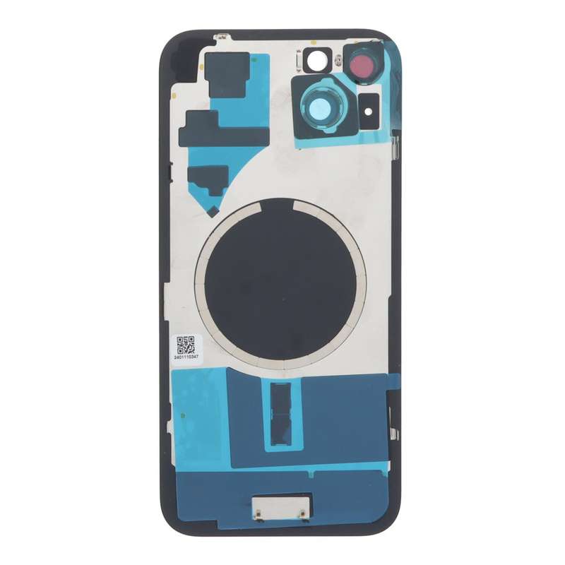 Battery Door + Back Camera Lens and Bezel with Magnetism Ring+Metal Plate for iPhone 15 Plus Blac...