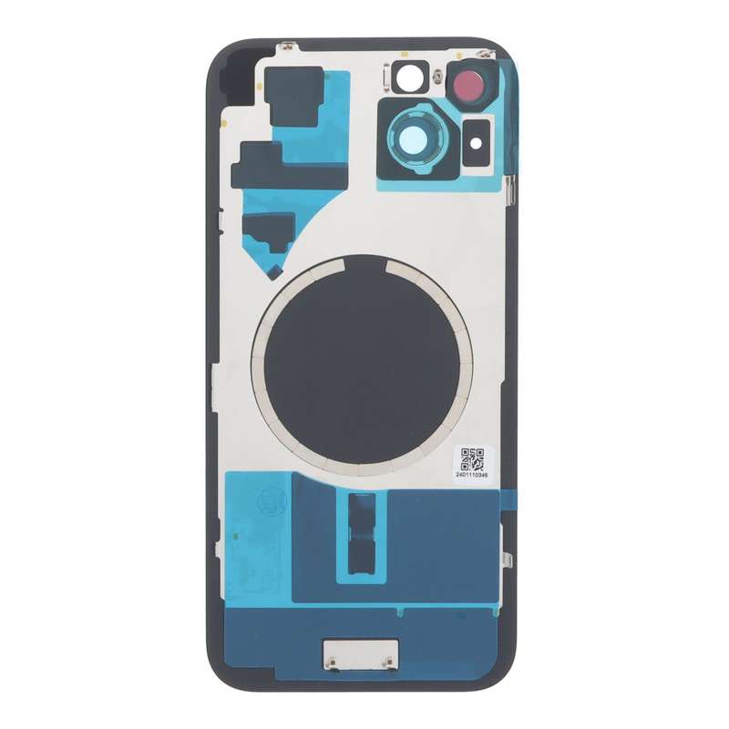 Battery Door + Back Camera Lens and Bezel with Magnetism Ring+Metal Plate for iPhone 15 Plus Blue...