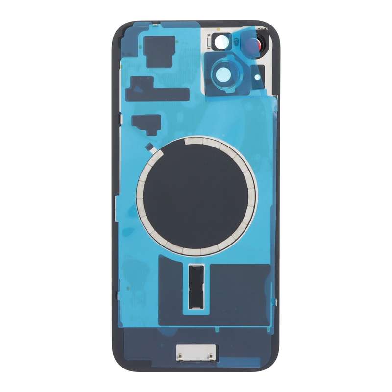 Battery Door + Back Camera Lens and Bezel with Magnetism Ring+Metal Plate for iPhone 15 Plus Yell...