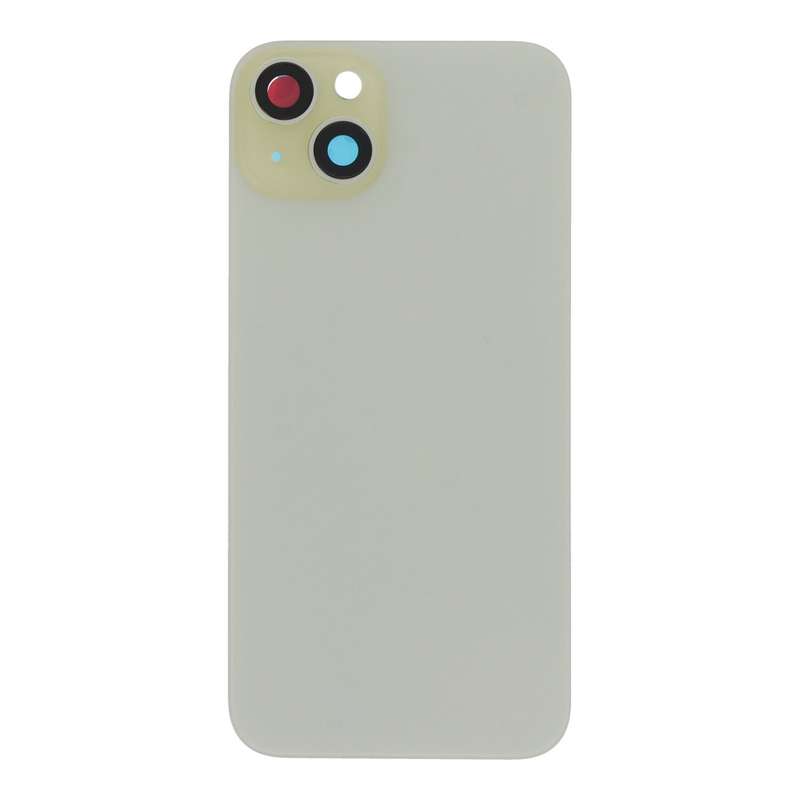 Battery Door + Back Camera Lens and Bezel with Magnetism Ring+Metal Plate for iPhone 15 Plus Yell...