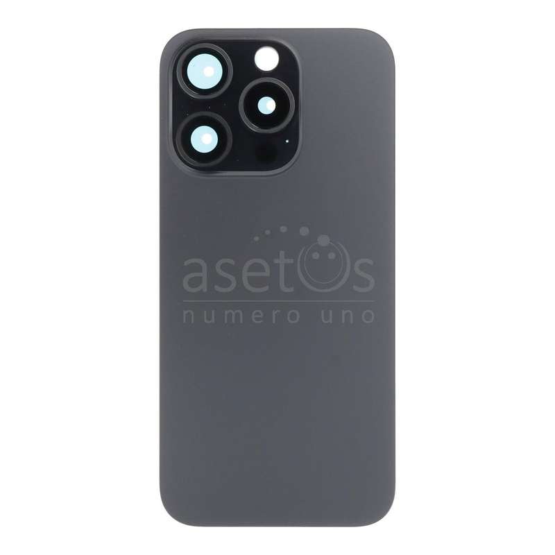 Battery Door + Back Camera Lens and Bezel with Magnetism Ring+Metal Plate for iPhone 15 Pro Black...
