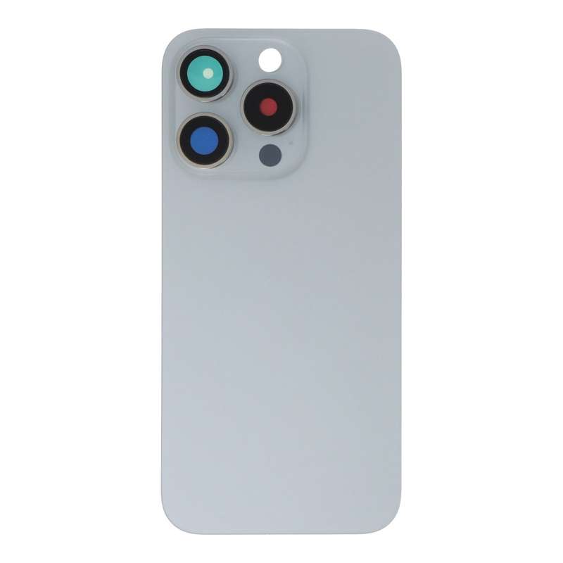 Battery Door + Back Camera Lens and Bezel with Magnetism Ring+Metal Plate for iPhone 15 Pro White...