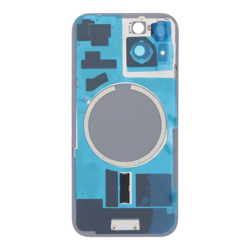 Battery Door + Back Camera Lens and Bezel with Magnetism Ring+Metal Plate for iPhone 15 Pink HQ