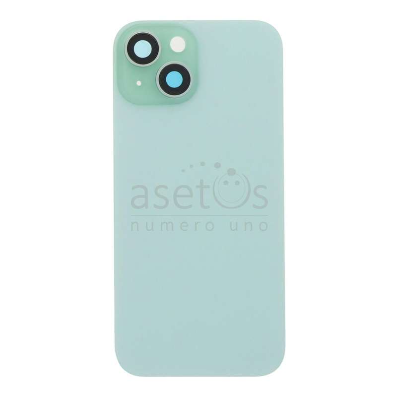 Battery Door + Back Camera Lens and Bezel with Magnetism Ring+Metal Plate for iPhone 15 Green HQ