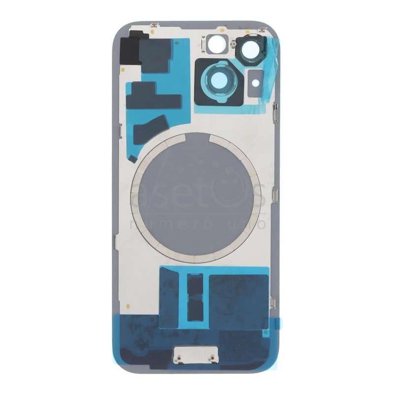 Battery Door + Back Camera Lens and Bezel with Magnetism Ring+Metal Plate for iPhone 15 Green HQ