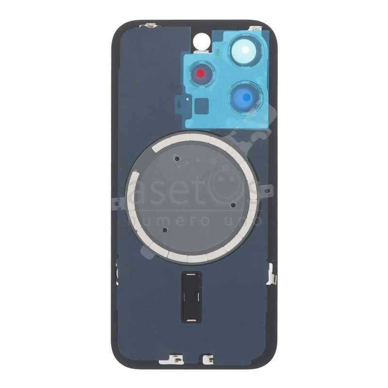 Battery Door + Back Camera Lens and Bezel with Magnetism Ring+Metal Plate for iPhone 15 Pro Black...