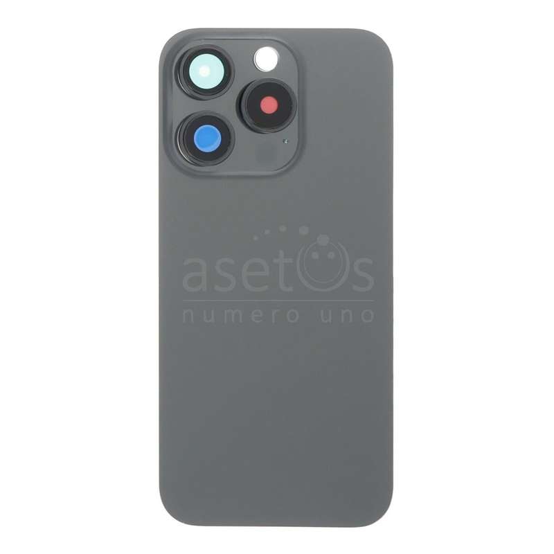 Battery Door + Back Camera Lens and Bezel with Magnetism Ring+Metal Plate for iPhone 15 Pro Black...