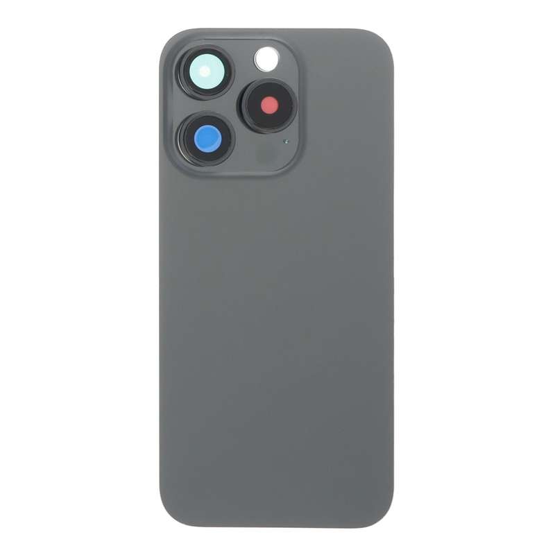 Battery Door + Back Camera Lens and Bezel with Magnetism Ring+Metal Plate for iPhone 15 Pro Black...