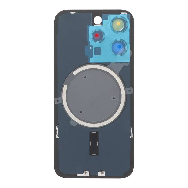 Battery Door + Back Camera Lens and Bezel with Magnetism Ring+Metal Plate for iPhone 15 Pro Blue ...